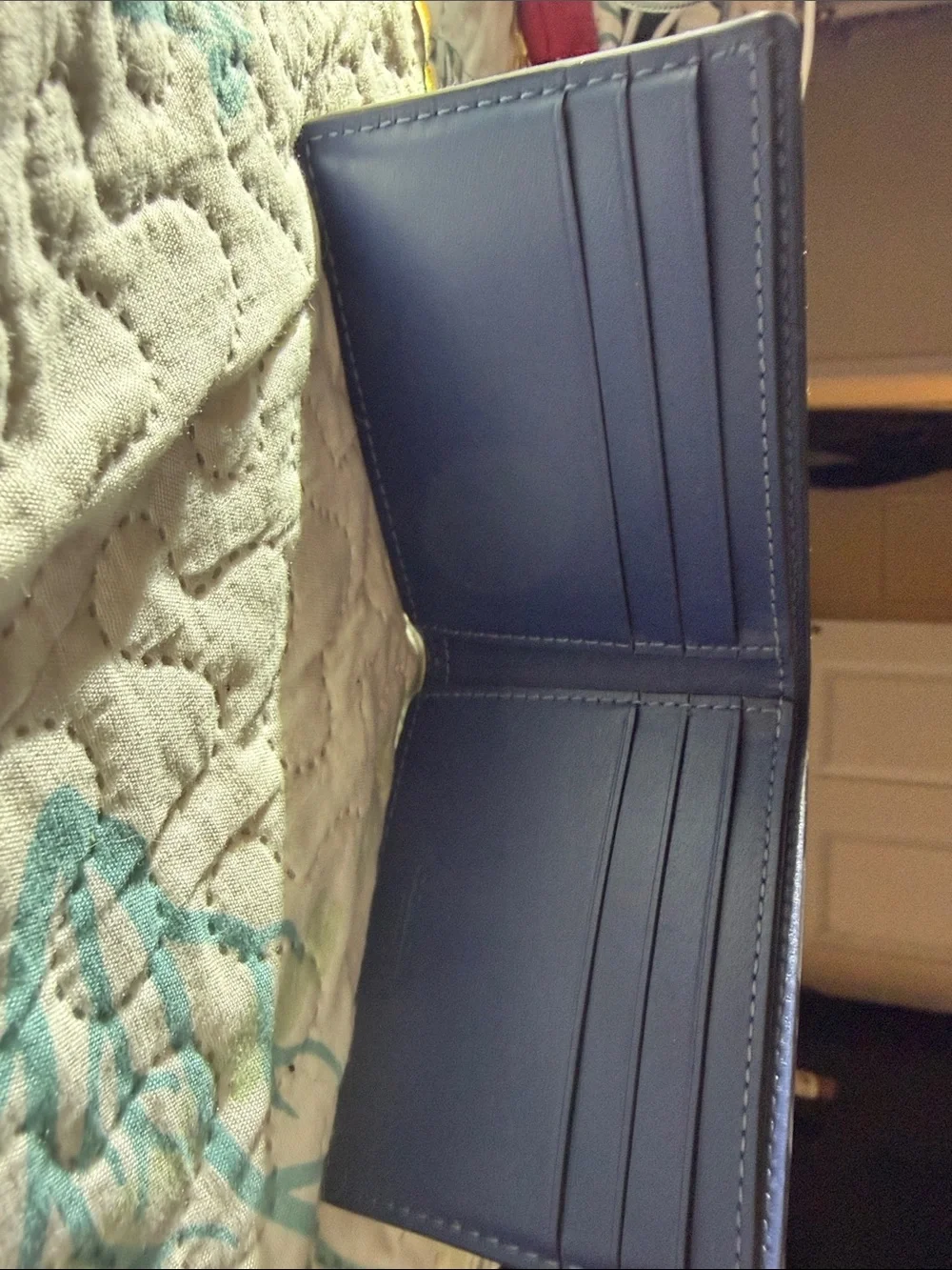 Coach Navy Signature Compact Card Wallet